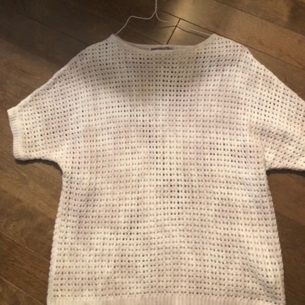 Marled crocheted open knit sweater - NWOT